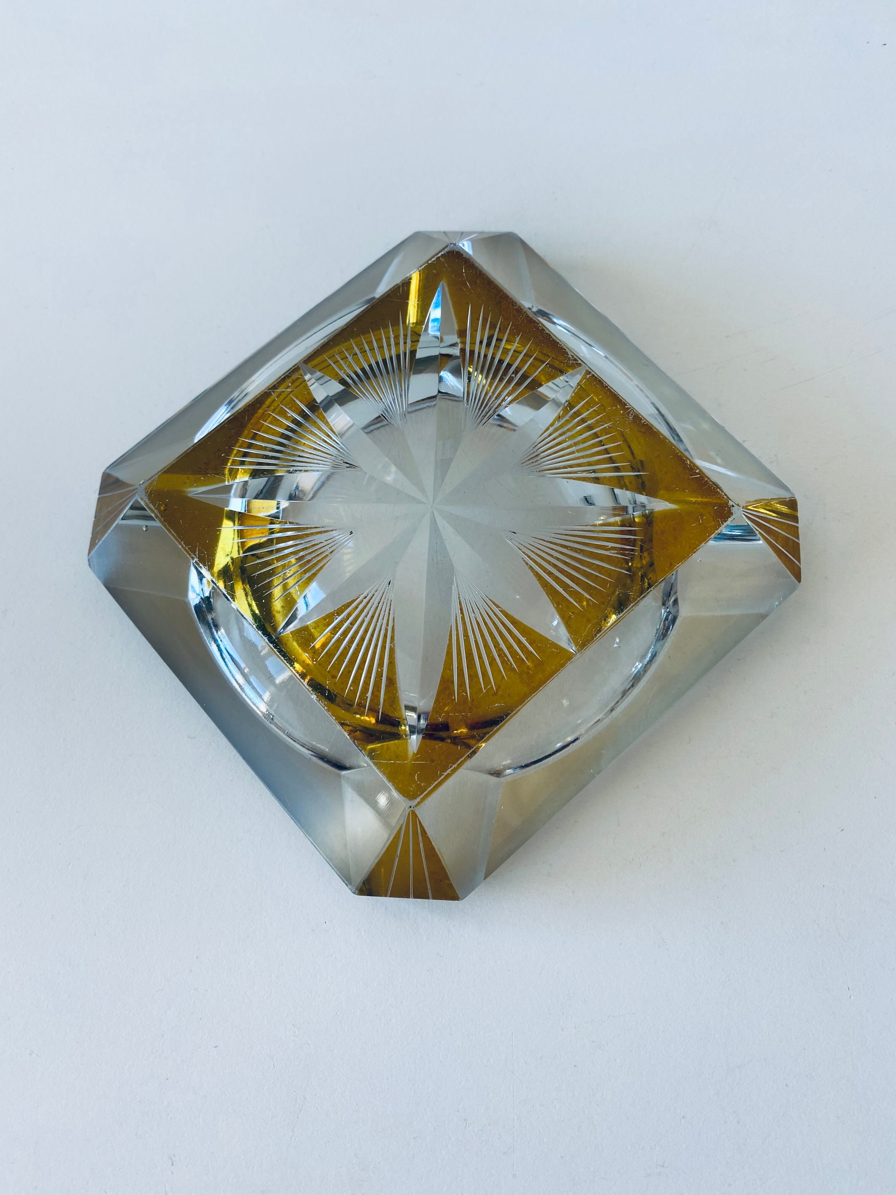 Art deco ashtray in cut crystal