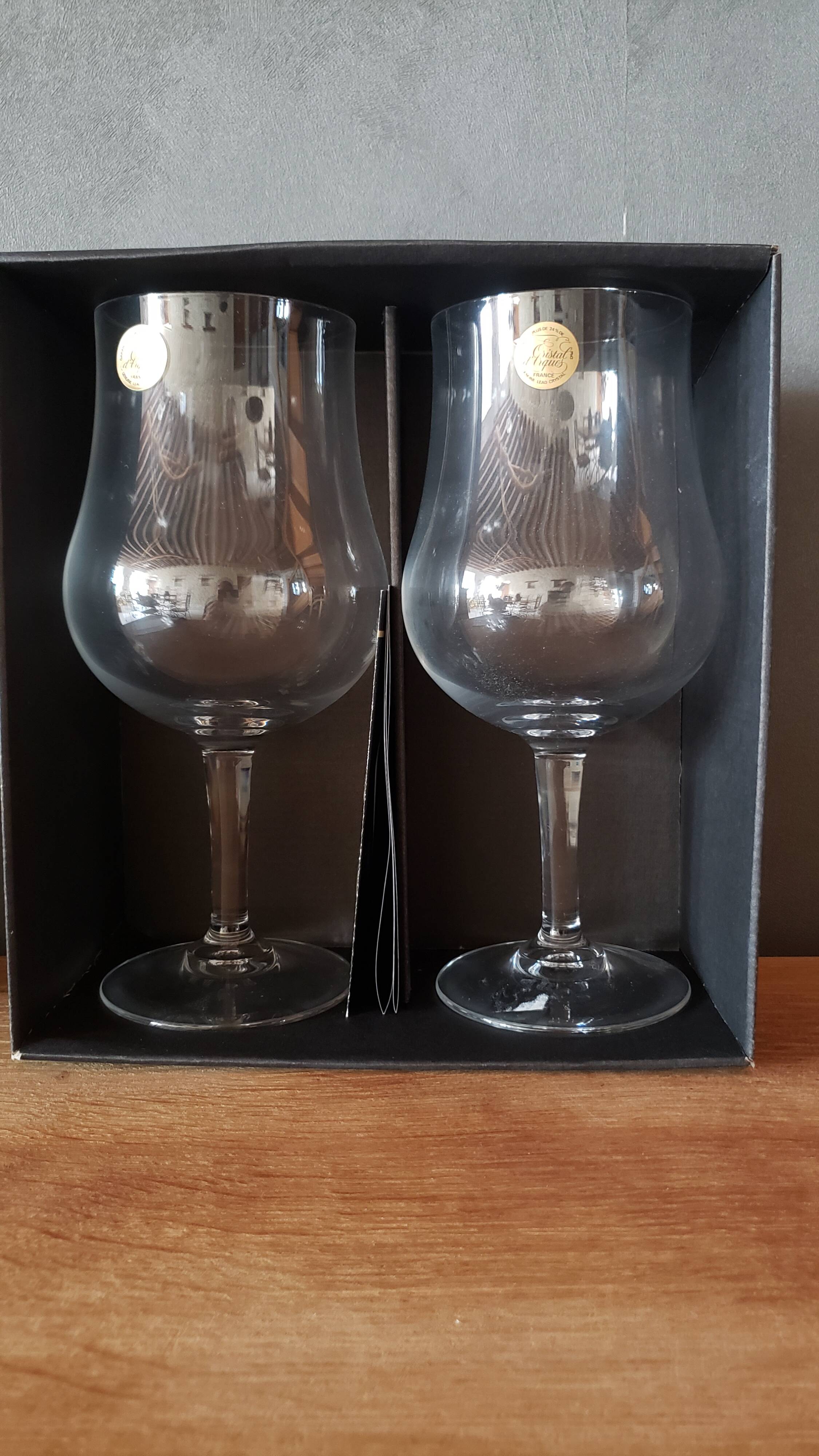 2 grands verres Cristal d'Arques Boîte origine