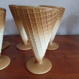 Set of 5 bormioli rocco embossed glass ice cream cups made in vintage Italy