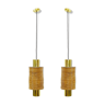 Paire de suspensions italiennes modernes en laiton et en bambou