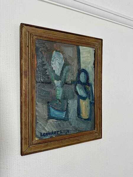 Original mid-century Swedish oil on panel – “Plant Pot” by Lennart Liljo – vintage & framed – 34 × 43 cm