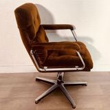 3 brown velvet armchairs