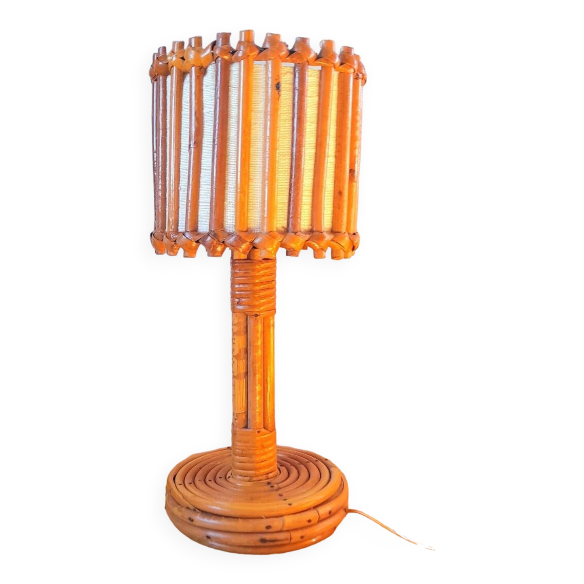 Rattan lamp by Louis Sognot 1950s