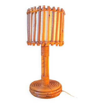 Rattan lamp by Louis Sognot 1950s