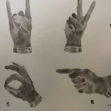 Signed painting monochrome watercolor sepia hand signs "gloves store poster"
