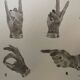 Signed painting monochrome watercolor sepia hand signs "gloves store poster"