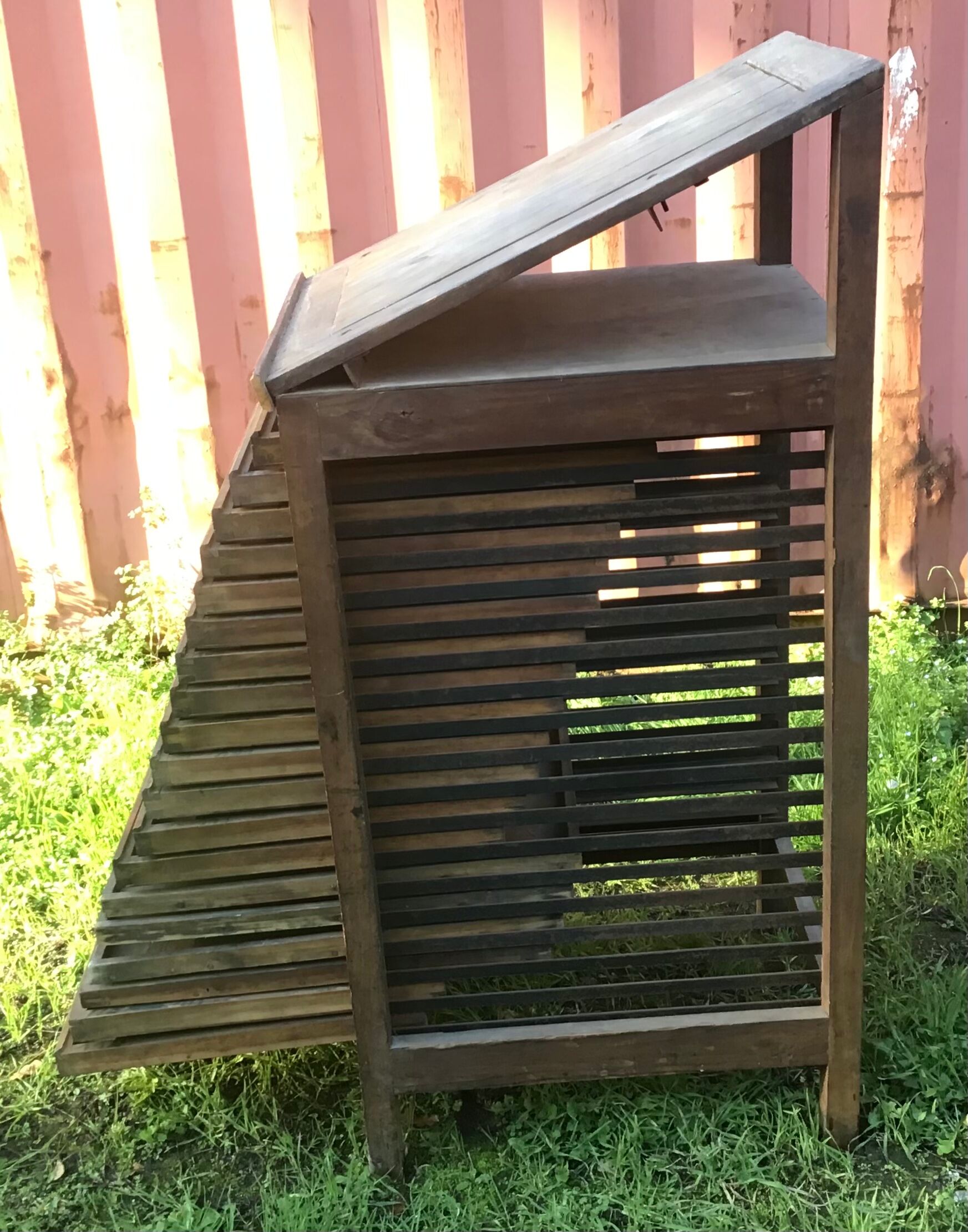Wooden printer's cabinet with drawer lockers