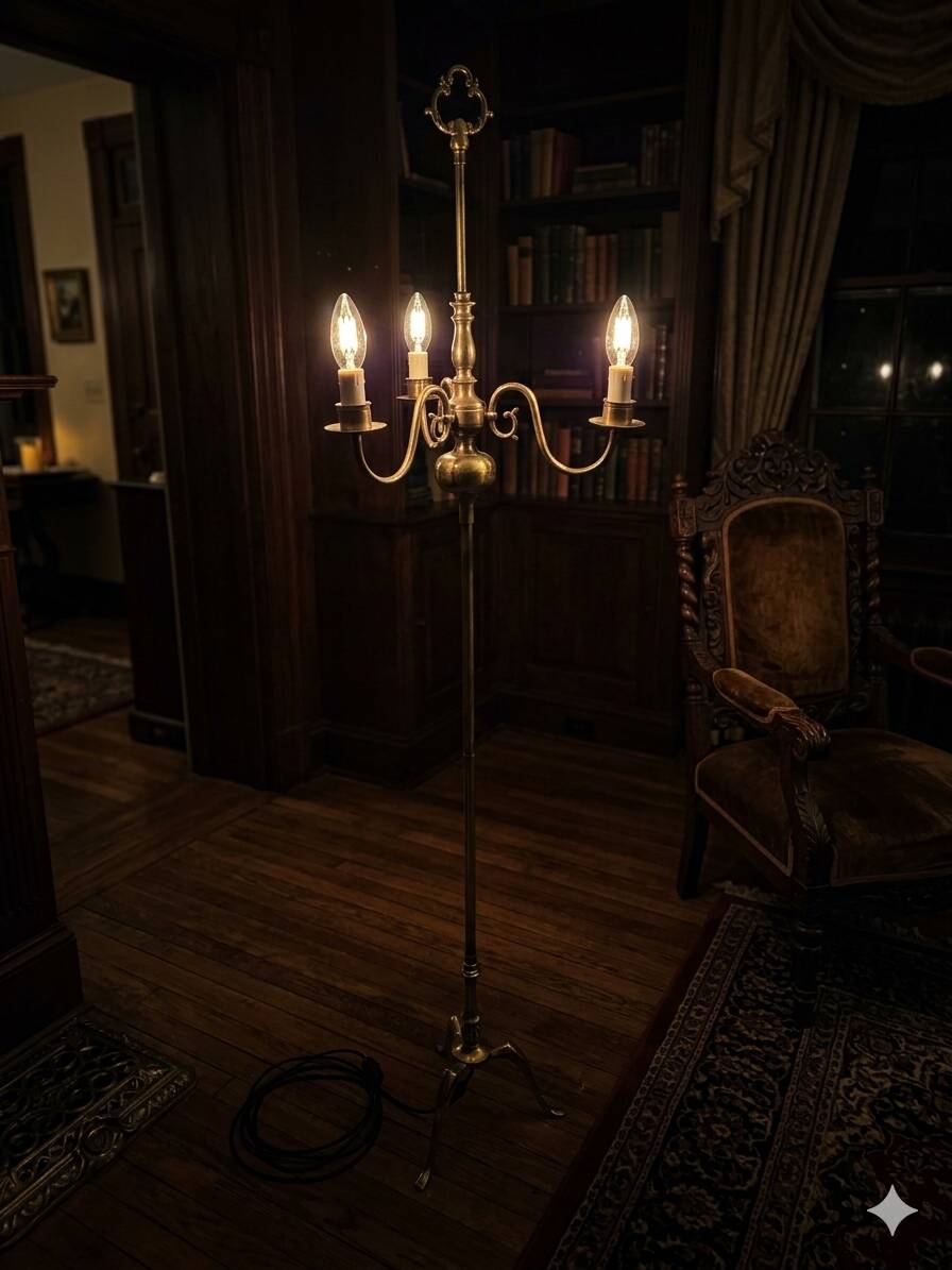 Vintage tripod floor lamp in brass from the 70s/80s.