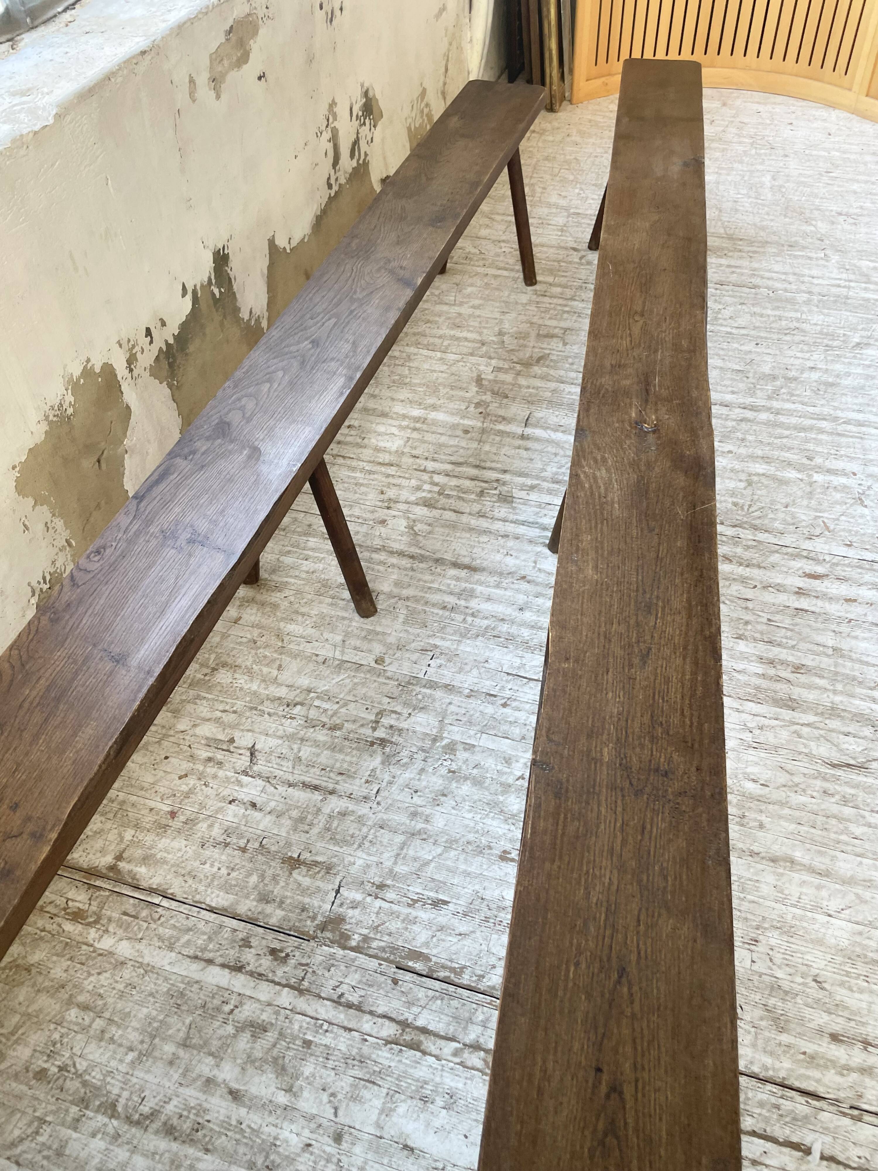 Pair of 3m solid oak farmhouse benches
