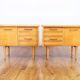 Pair of bedside 60s maple plate