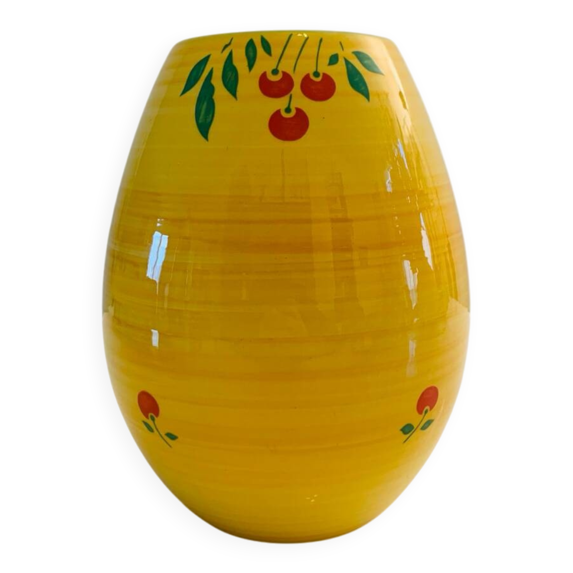 Lunéville earthenware "Egg" vase - "Cherry" Collection
