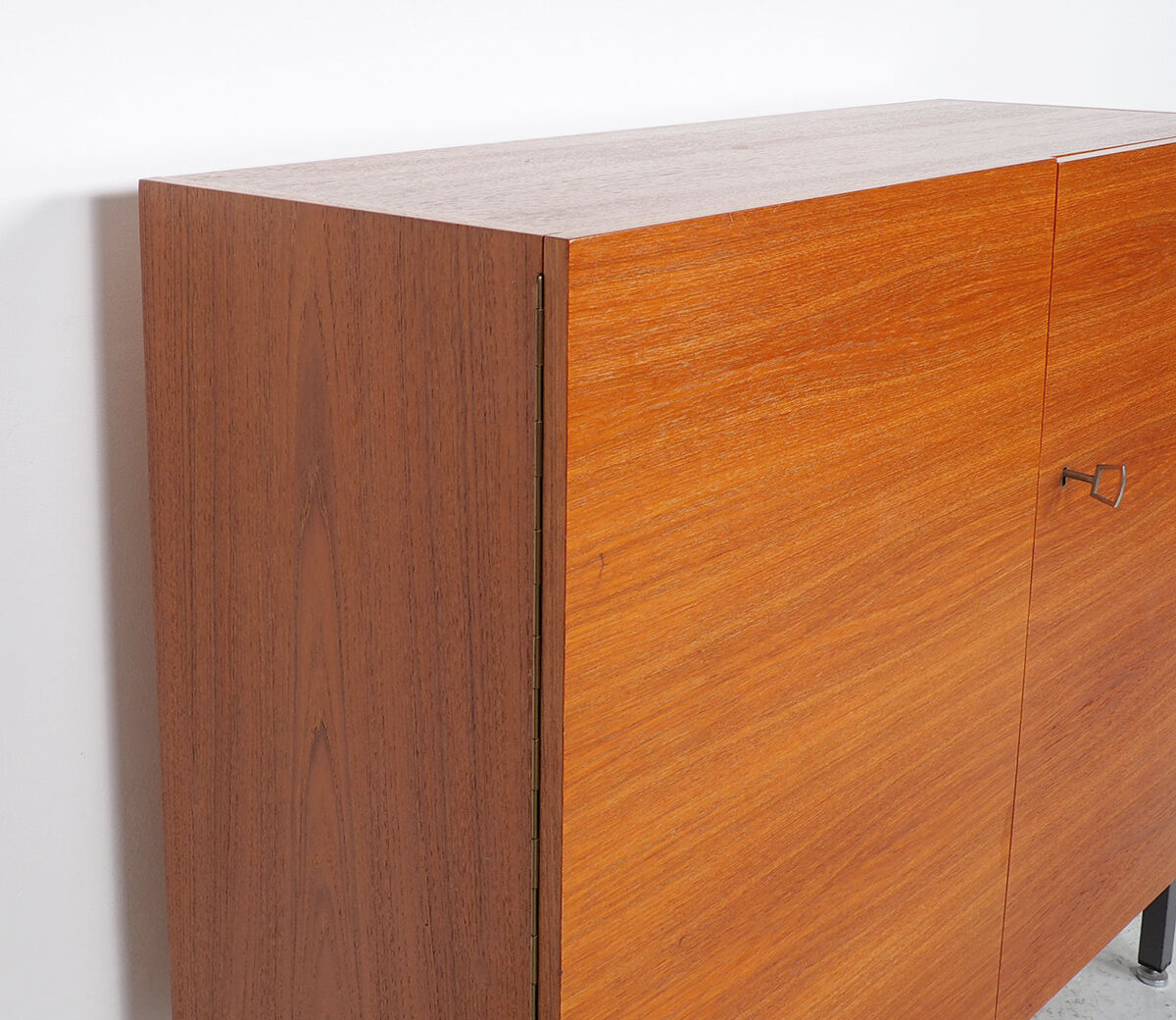 Vintage teak desk in cabinet, 1960s