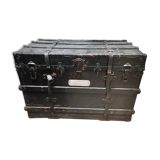 Black ancient travel trunk, 19th