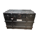Black ancient travel trunk, 19th