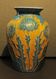 Vase balustre à décor de chardons jaune et bleu