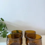 Mid Century amber-coloured bowls Arcoroc Sierra