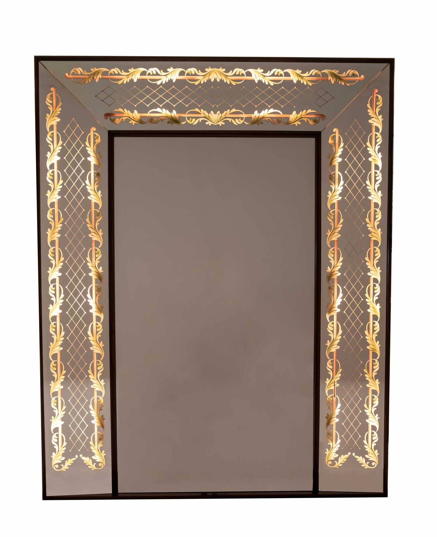 Luigi Brusotti Mid-Century Modern Italian Decorated Mirror, 1940s