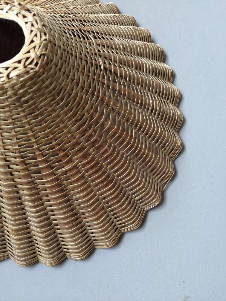 Vintage rattan wicker lampshade pendant light, handmade bohemian