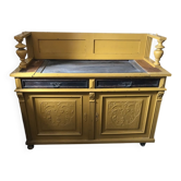 Armoire en pin peinte ocre jaune paille - meuble d'époque 1890-1919, style antique