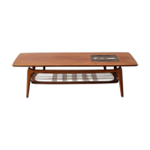 Teak coffee table by Louis Van Teeffelen with tile inlay.