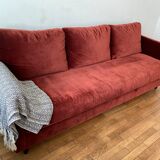 Terracotta convertible velvet sofa