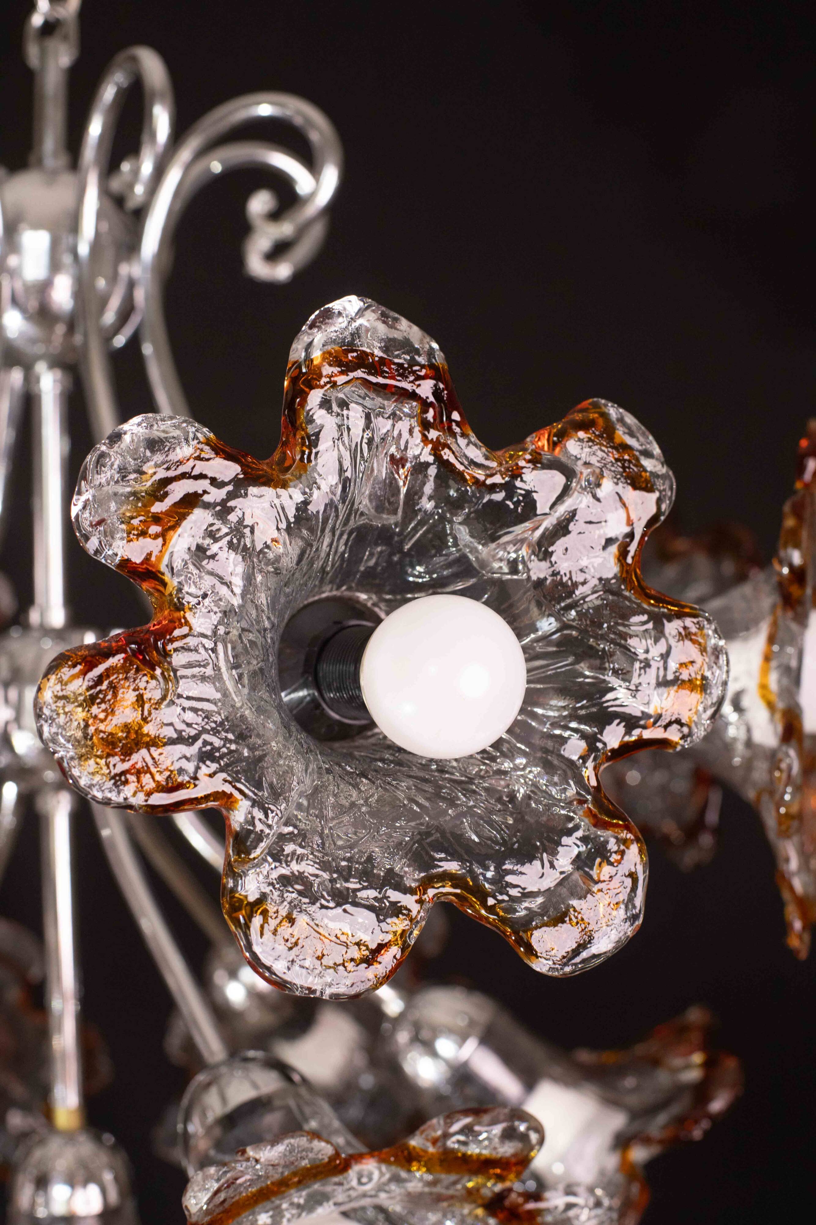 Murano Multicolor Sputnik Flowers Chandelier by Mazzega, 1970s