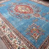 Blue Handmade Persian Vintage Rug 274x370 cm