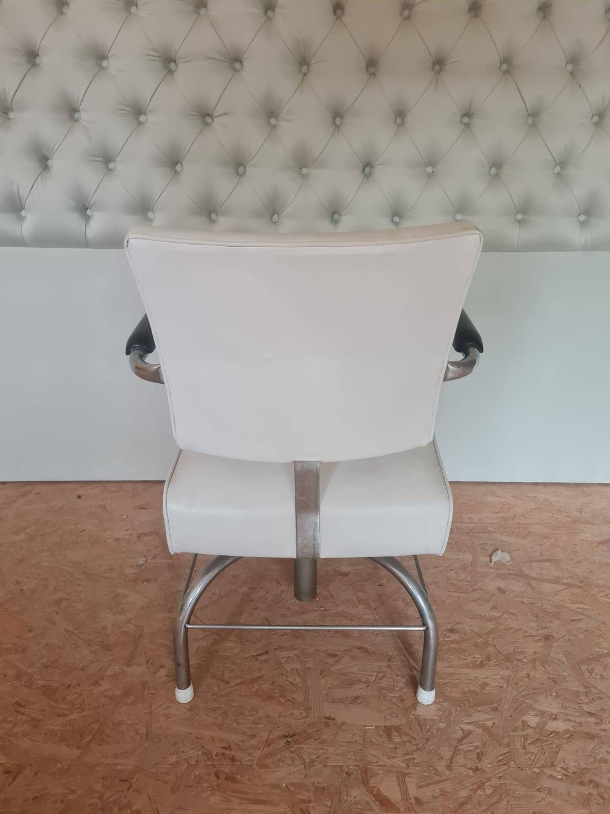 White Vinyl Salon Chair 1960's, USA