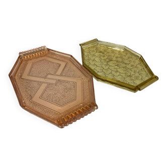 Set of 2 glass trays