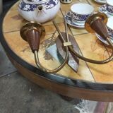 Scandinavian style sconces in gold metal and Wenge wood circa 1960