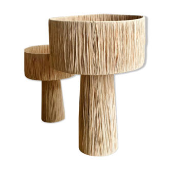 Minimalist bedside lamp raffia size L