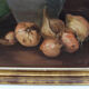 Vintage oil painting on canvas and gold gilded wood frame, still life