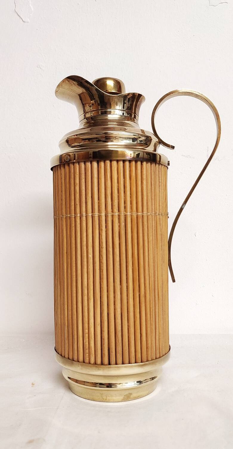 Brass and wood thermos. Spain, 1960s.