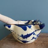 Glazed terracotta mortar and wooden pestle