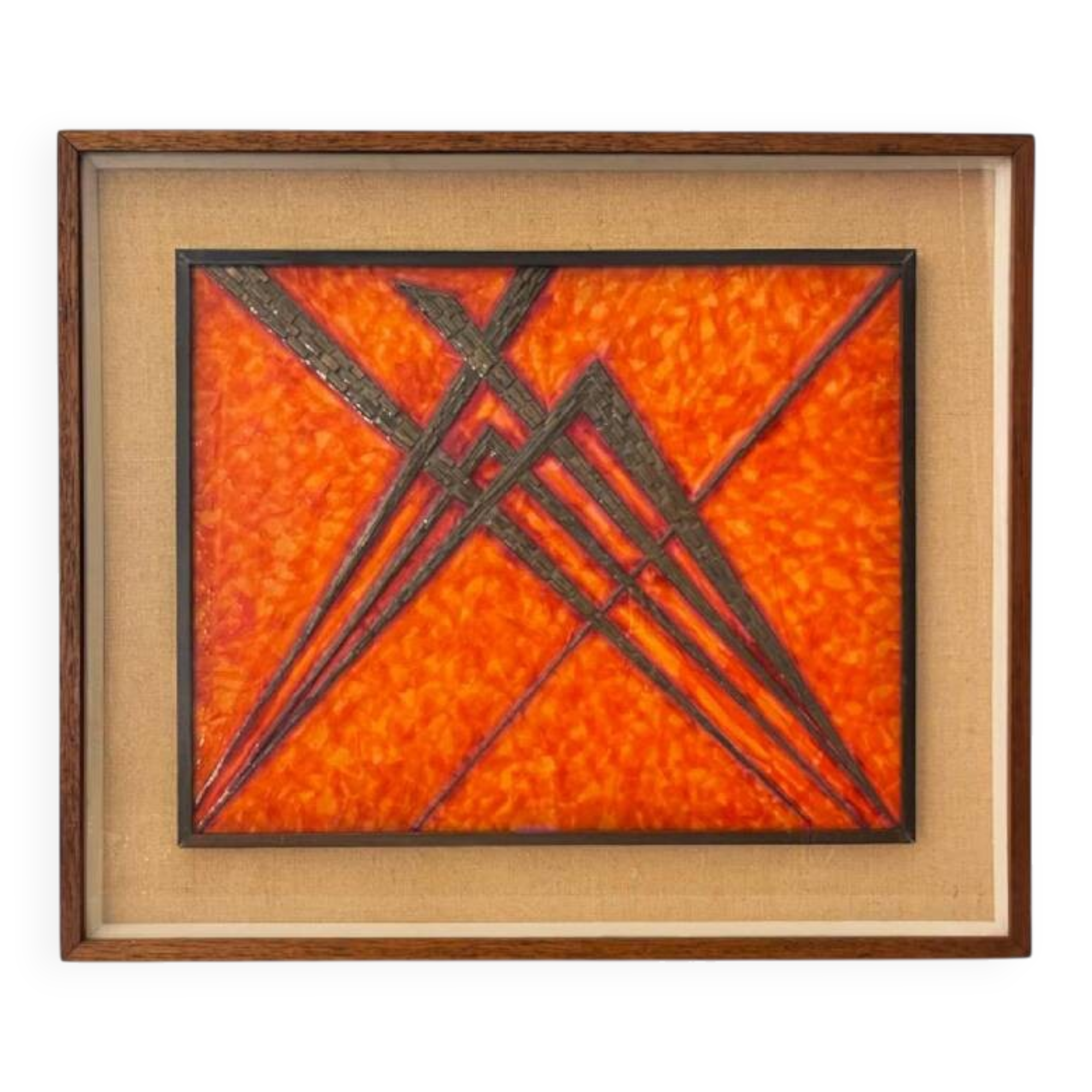 Antonio Secci, brutalist abstract painting, mixed media Italy Milano 69