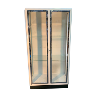 Vitrine design en métal émaillée blanc époque 1960