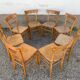 Set of 8 old light wood bistro chairs years 1957 stamps