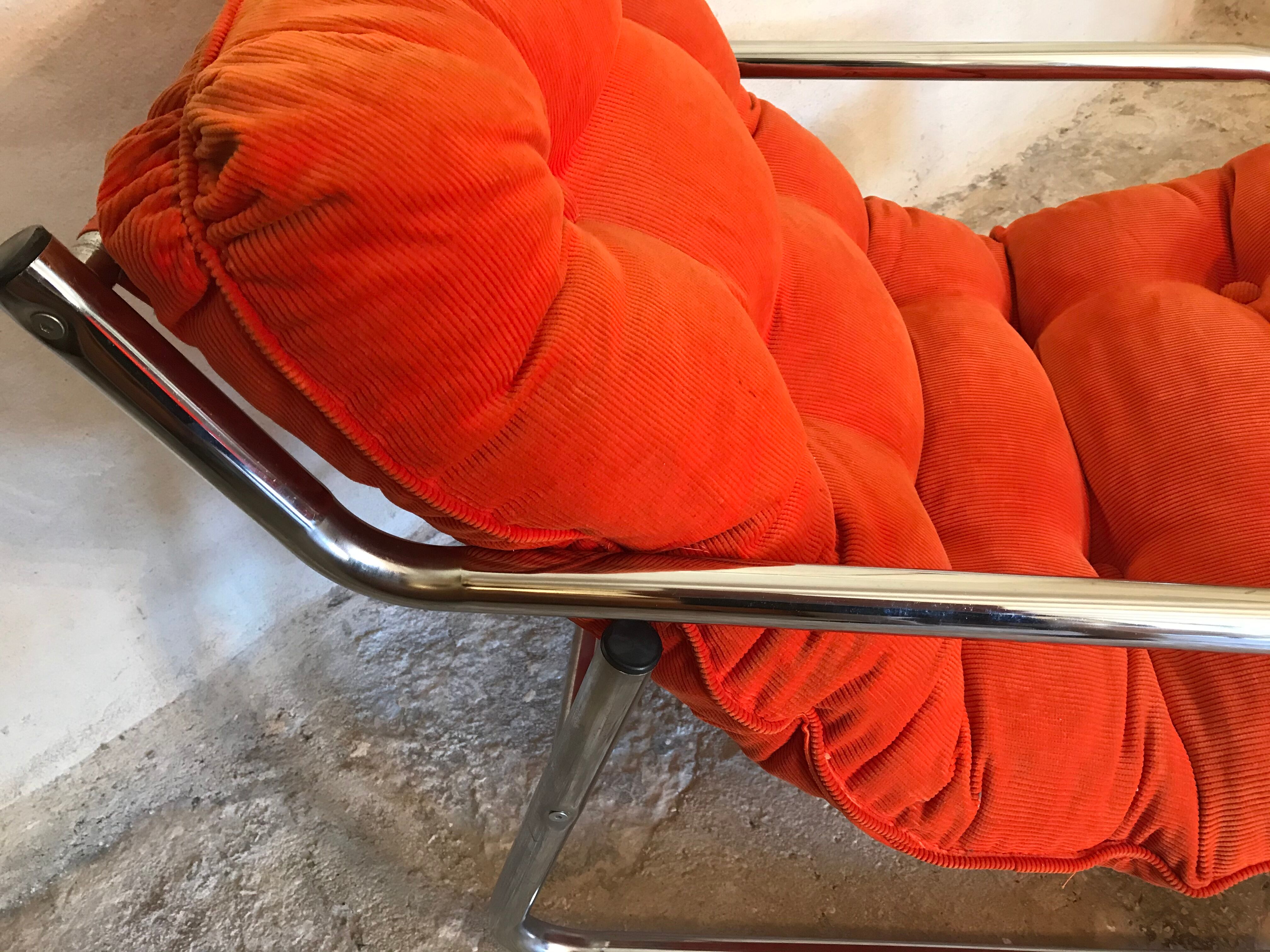 Vintage pop heater armchair 1970's chrome tubing