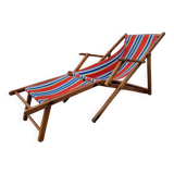 Chaise longue transat chilienne vintage avec repose pied