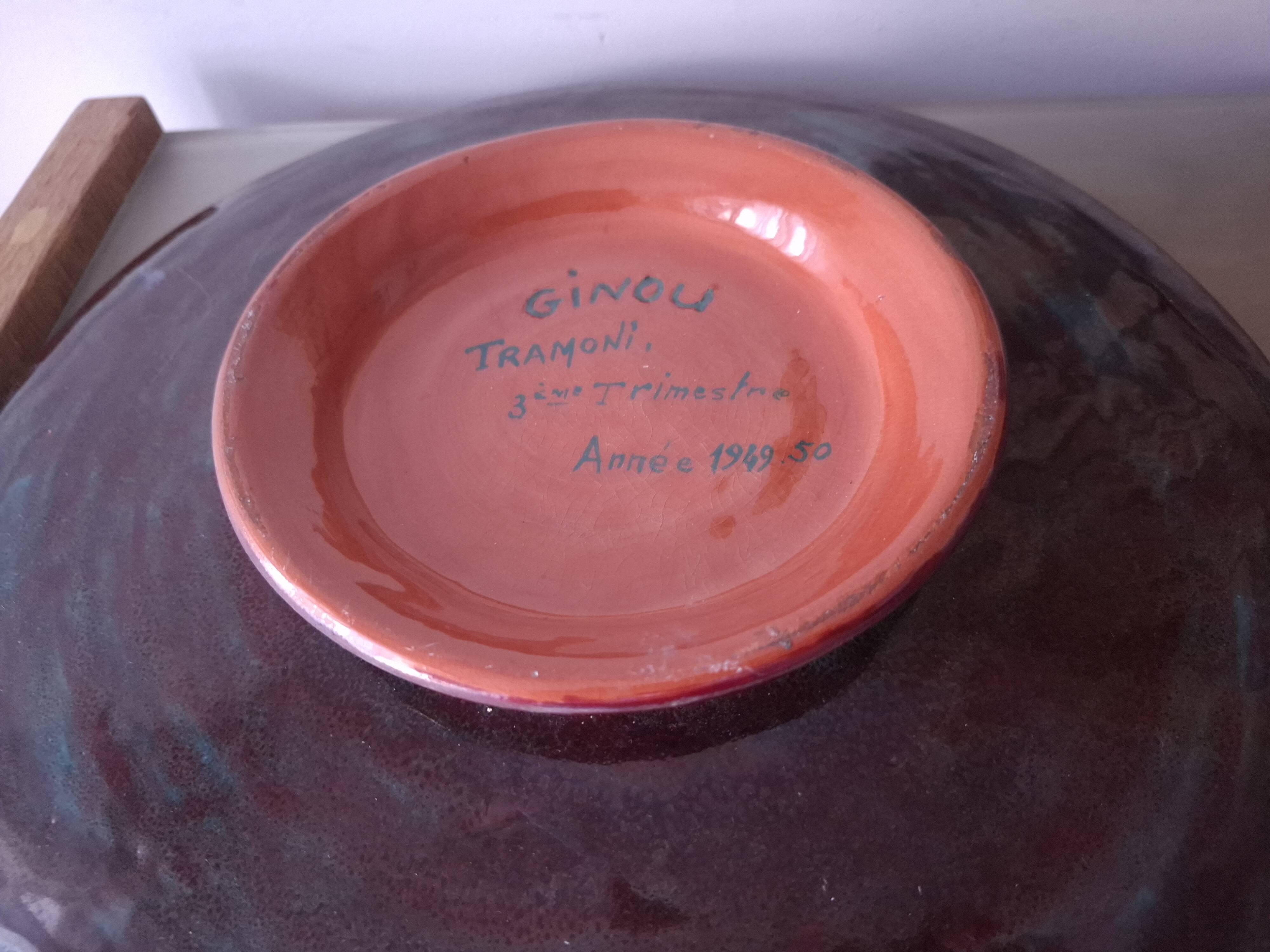 Ceramique annees 50's decor d'oiseau