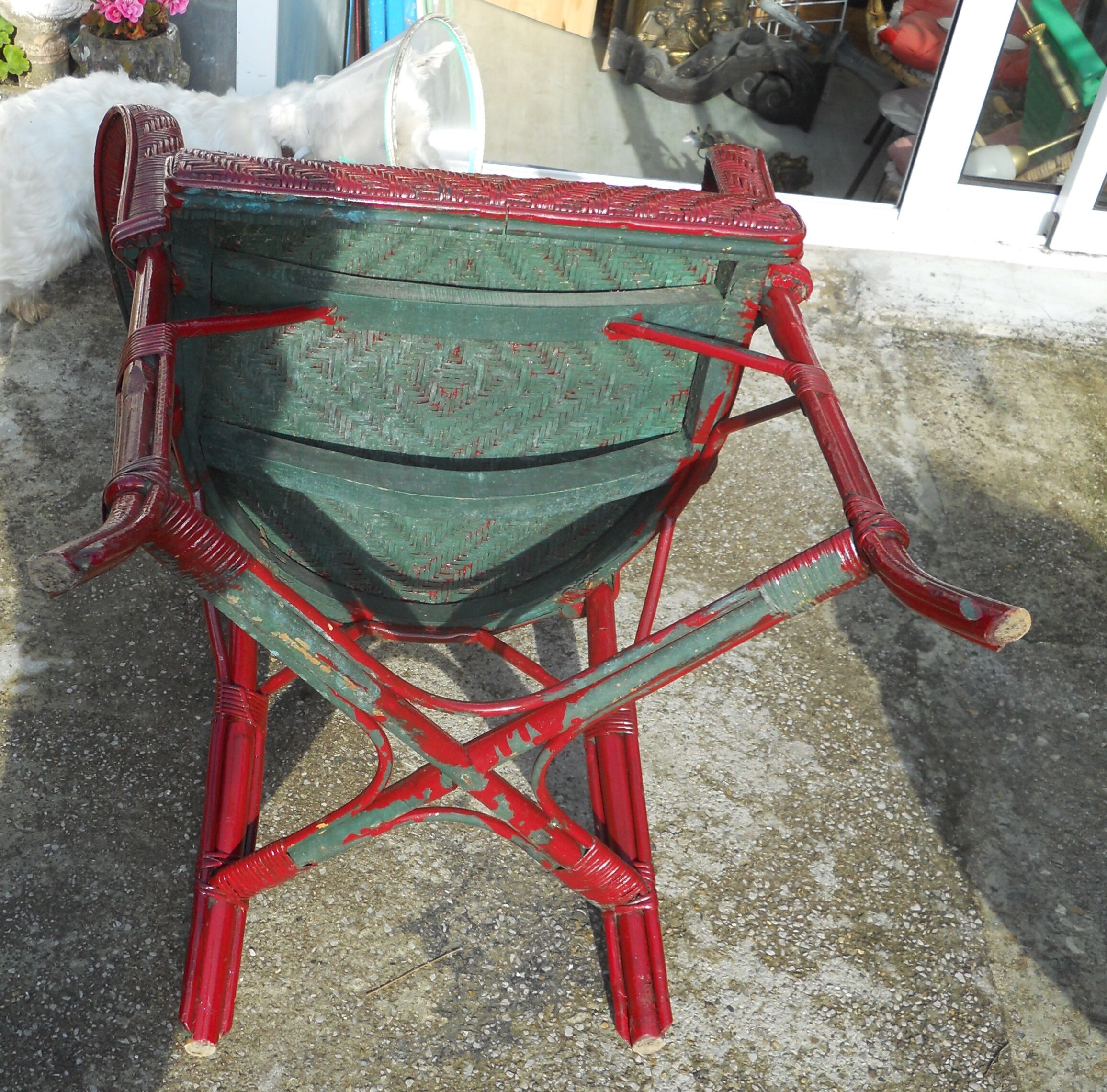 Fauteuil en rotin 1900 rouge