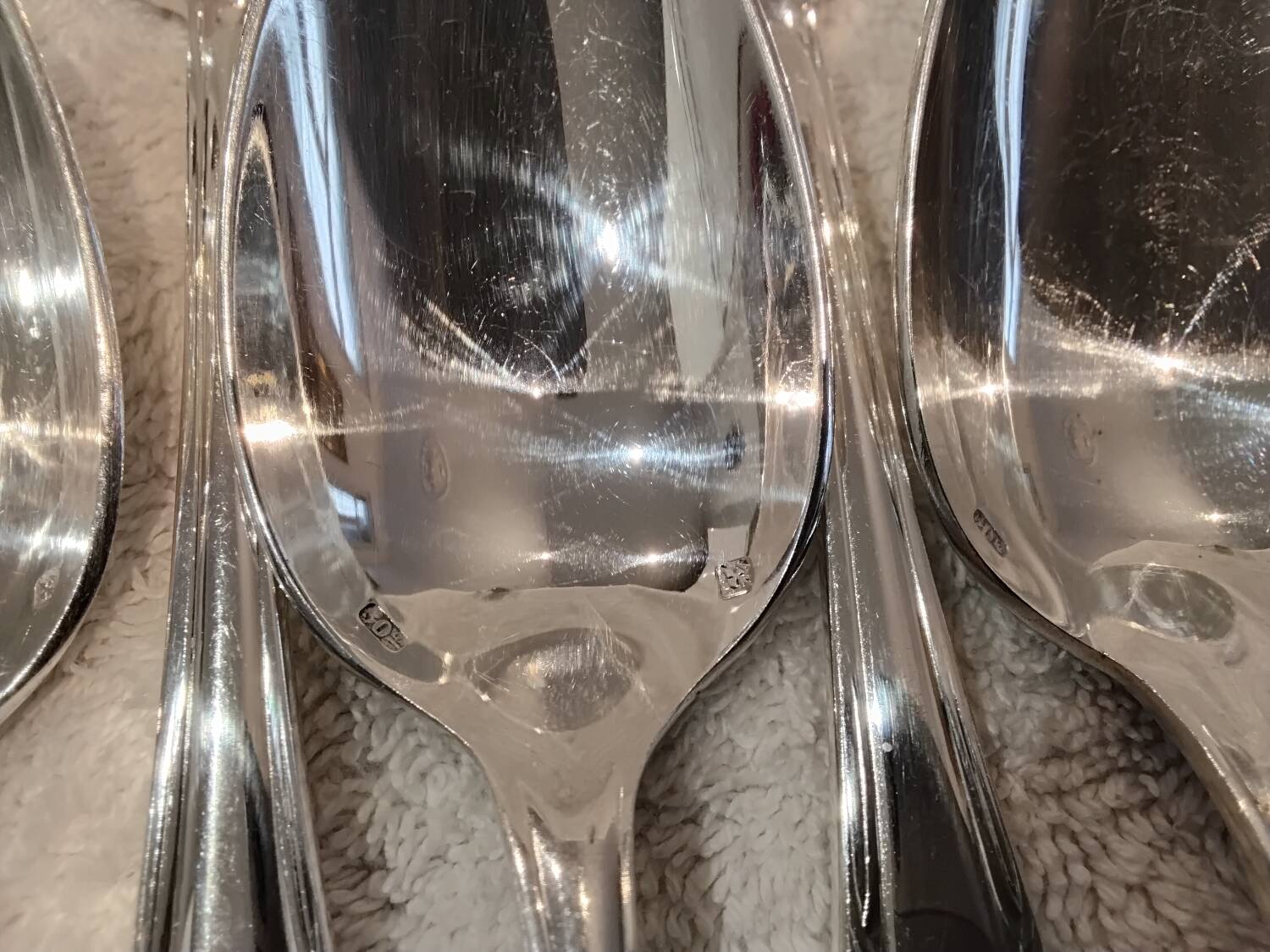 12 silver plated dessert spoons, Argental art deco goldsmith