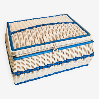 Sewing box, work box, scoubidou, blue