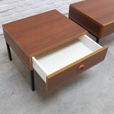 Modernist pair of bedside tables with drawers, 1960s