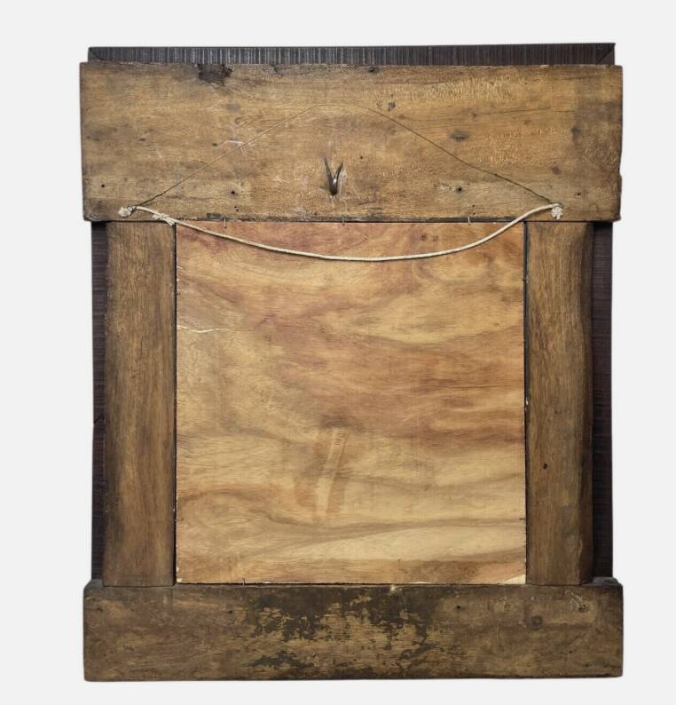 19th century wooden trumeau mirror with floral decoration