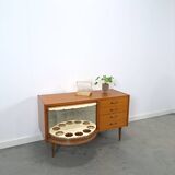 Fineer dressoir met draaibare bar en lades, barkast