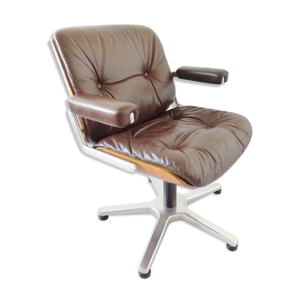 Stoll Giroflex leather office chair by Karl Dittert mid century modern Selency
