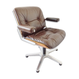 Chaise de bureau en cuir Stoll Giroflex par Karl Dittert moderne du milieu du siècle