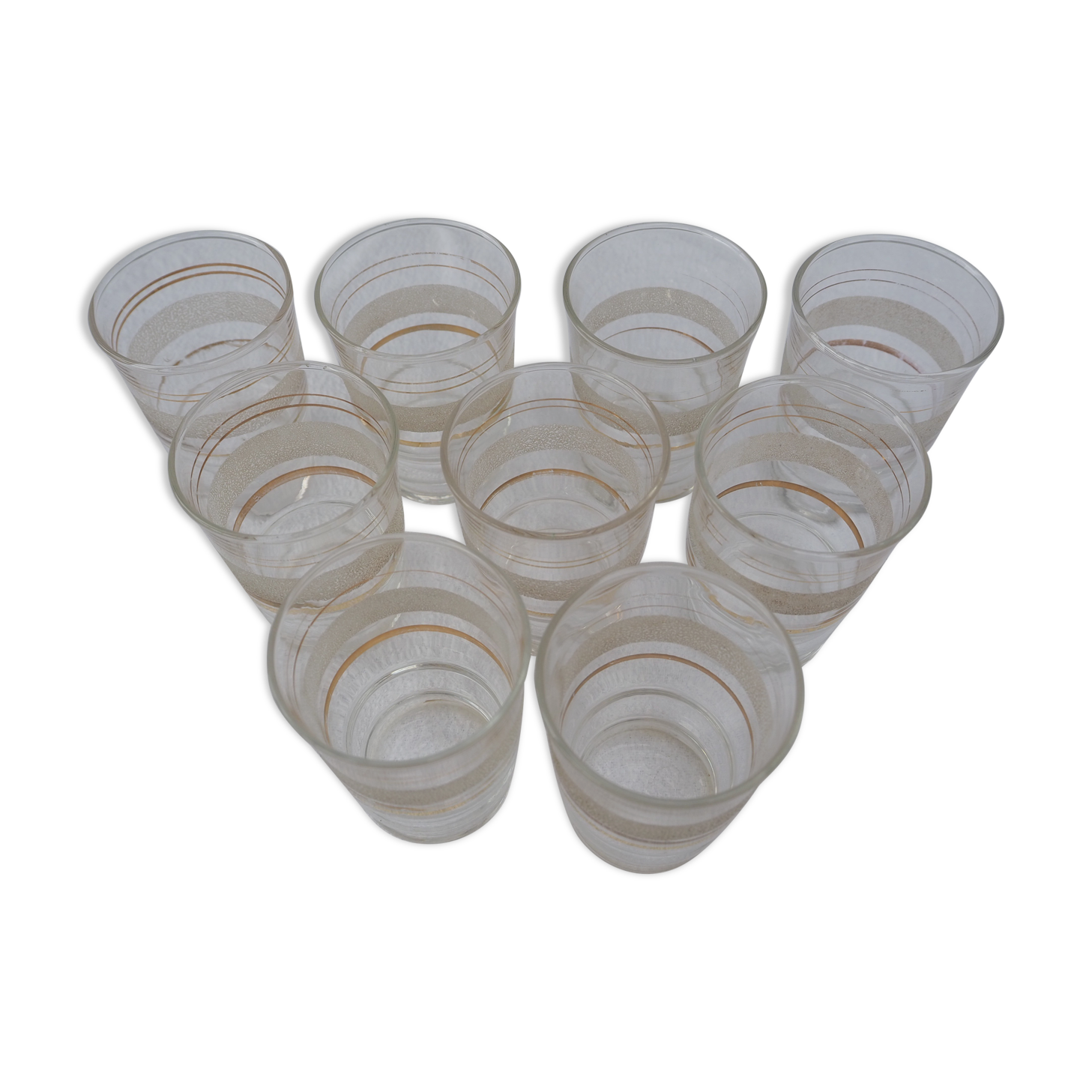 9 wine glasses, gold edging and granite – 1960s-1970s