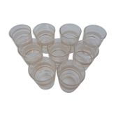 9 wine glasses, with gold trim and frosted finish – 1960s-1970s